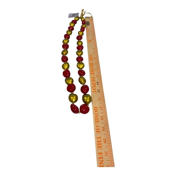 Handmade San Francisco 49ers Red Gold Kukui Nut Lei 18” Hawaiian Style NEW - Picture 3 of 4